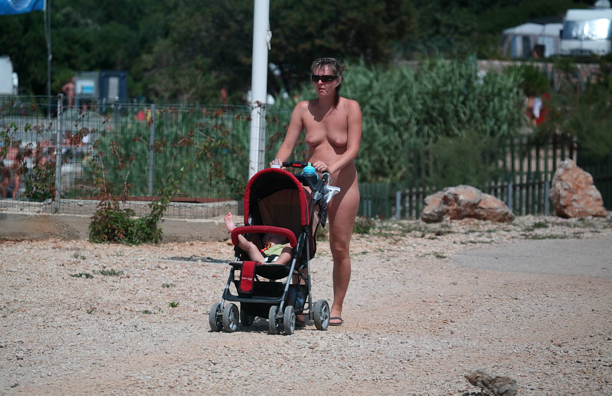 Nudist Photos Mother and Toddler Walks - 1
