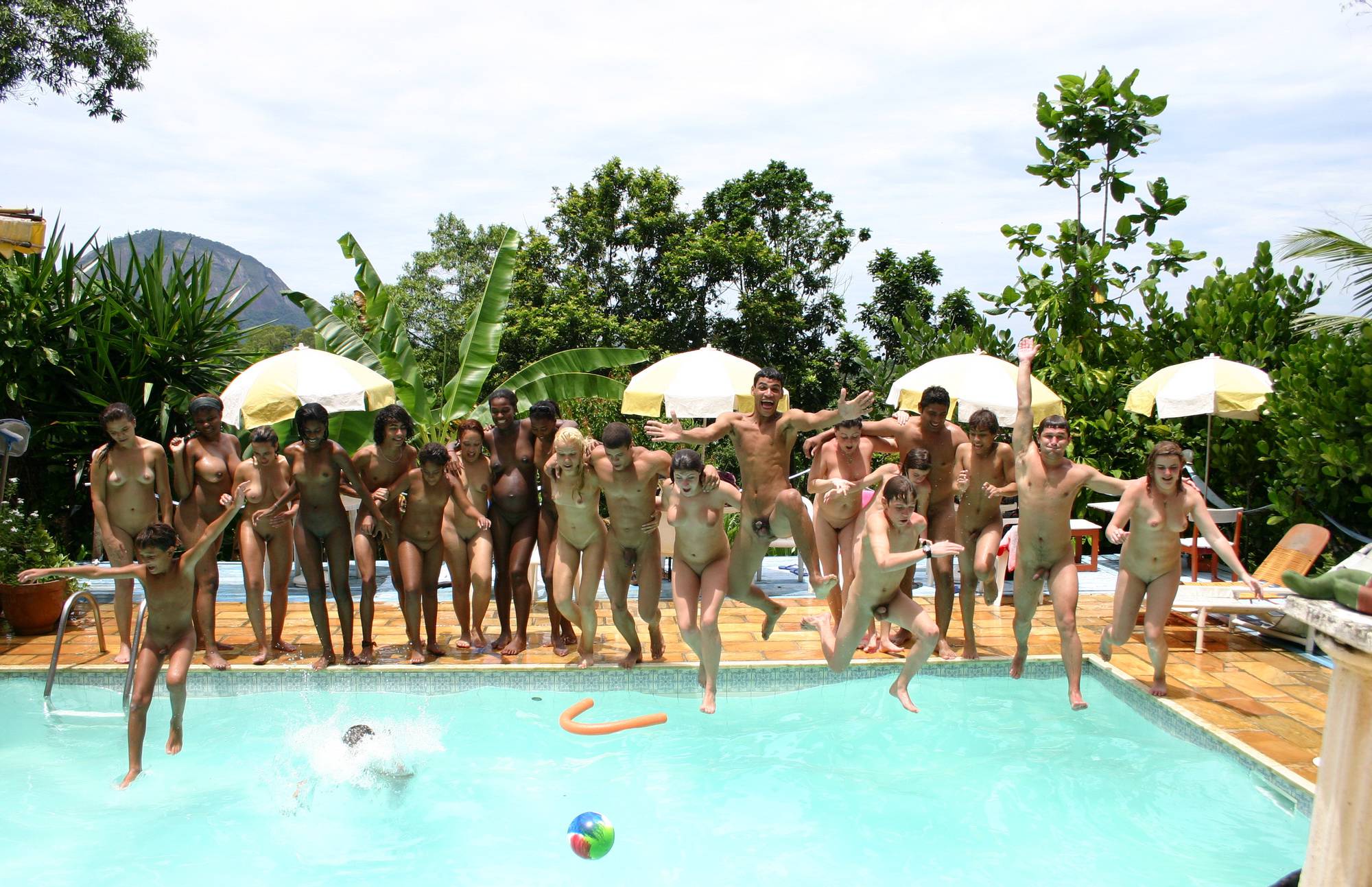 Purenudism Brazilian Pool Group Jump - 2